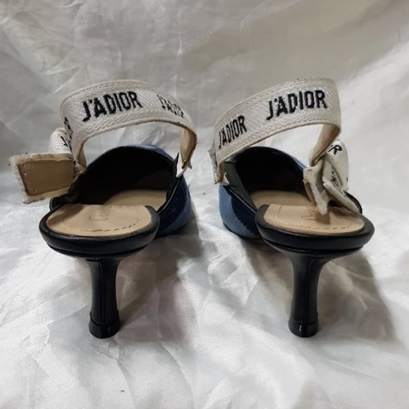 CHRISTIAN DIOR J'adior Denim Patchwork Slingbacks - Picture 3 of 6